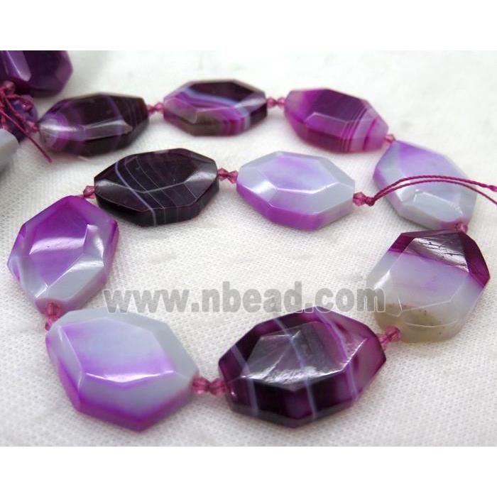 agate slice bead, faceted, freeform