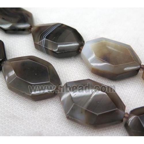 coffee agate slice bead, faceted freeform
