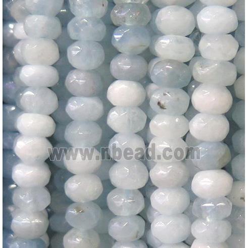 aquamarine bead, faceted rondelle, blue