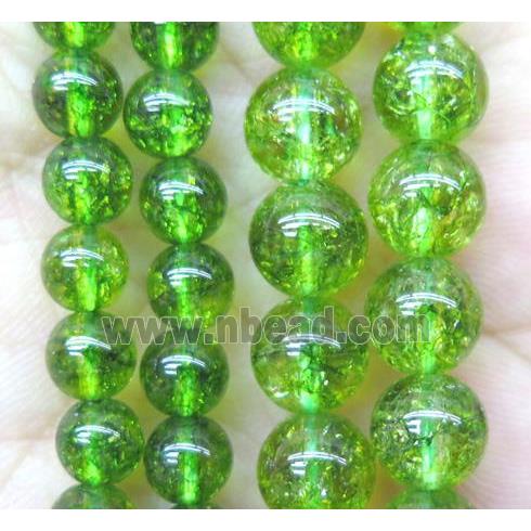 round Clear Quartz Beads, green treated