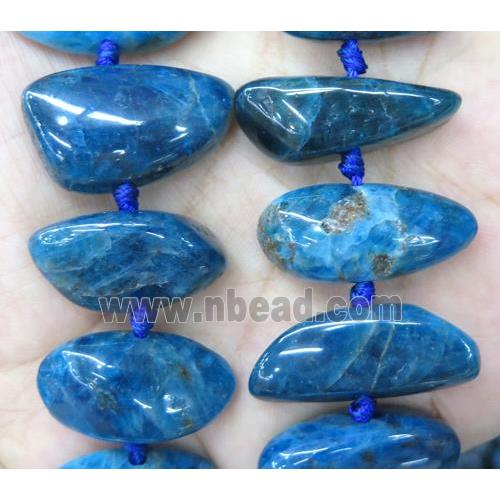 Apatite nugget bead, freeform, blue
