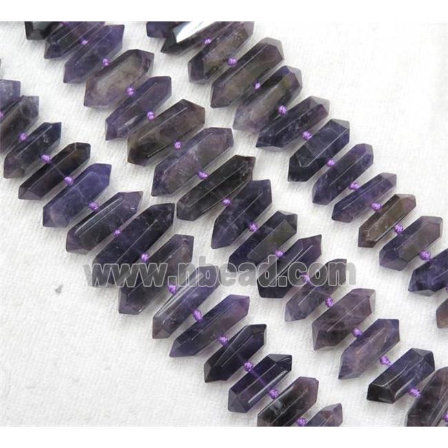 Amethyst Bullet Beads, point, dark-purple