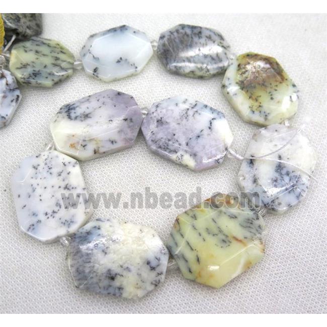 white Moss Opal Jasper slice beads, freeform