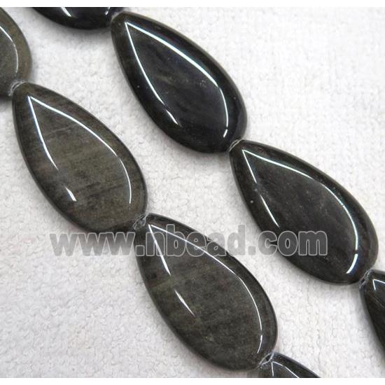 gold-Obsidian teardrop beads