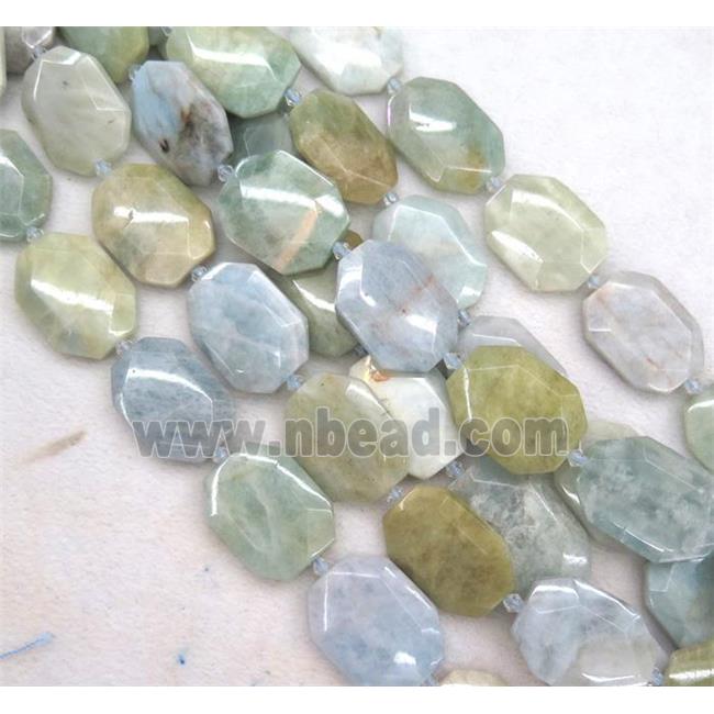 Aquamarine slice beads, faceted freeform, AB-grade