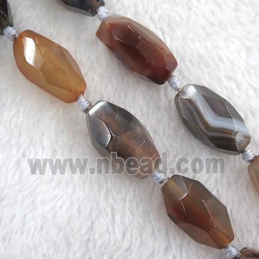 brown botswana agate beads, faceted rice, dye