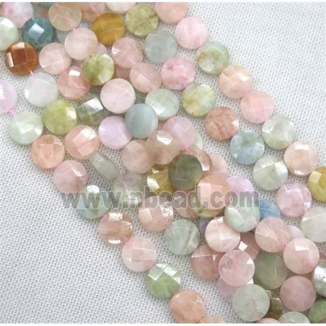 Morganite beads, faceted flat round