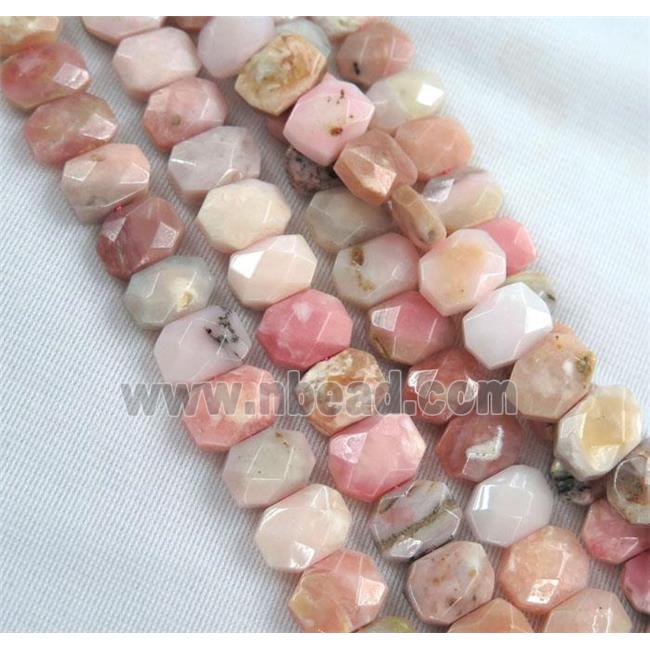pink opal stone bead, faceted oval