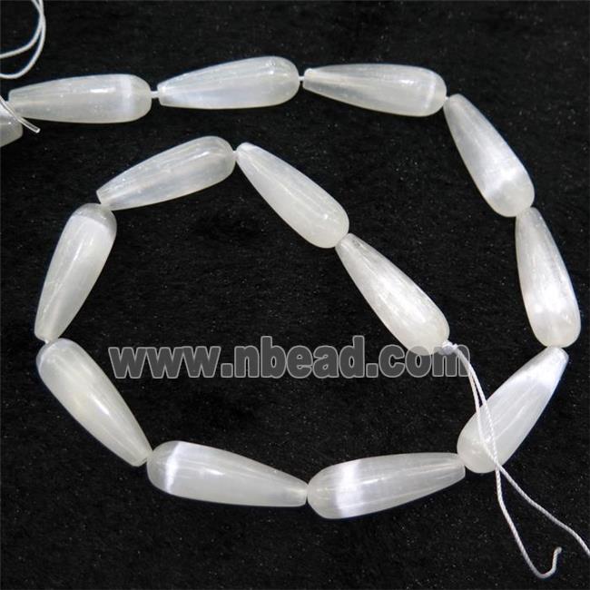 Calcite teardrop beads, white