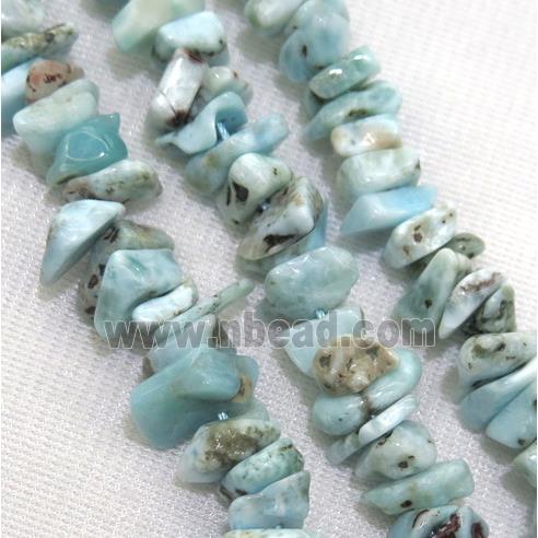 blue Larimar chip beads, freeform