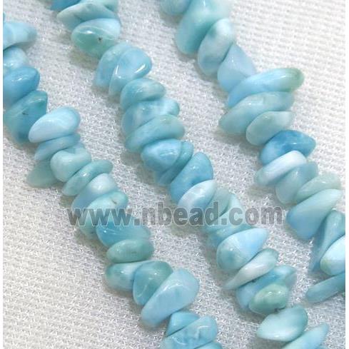 blue Larimar chip beads, freeform, AA-grade