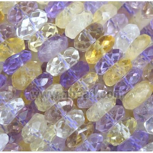 faceted Ametrine rondelle beads, purple, yellow
