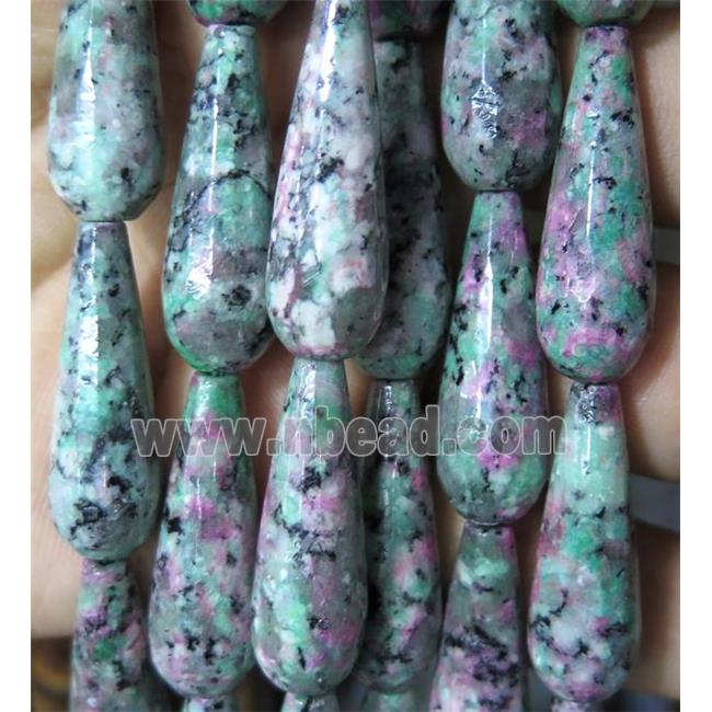 ruby zoisite beads, dye, faceted teardrop