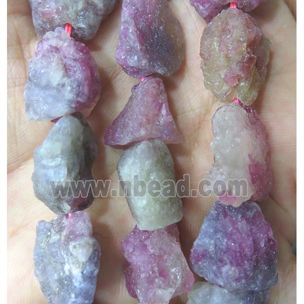 pink Tourmaline nugget chip beads, freeform, rough