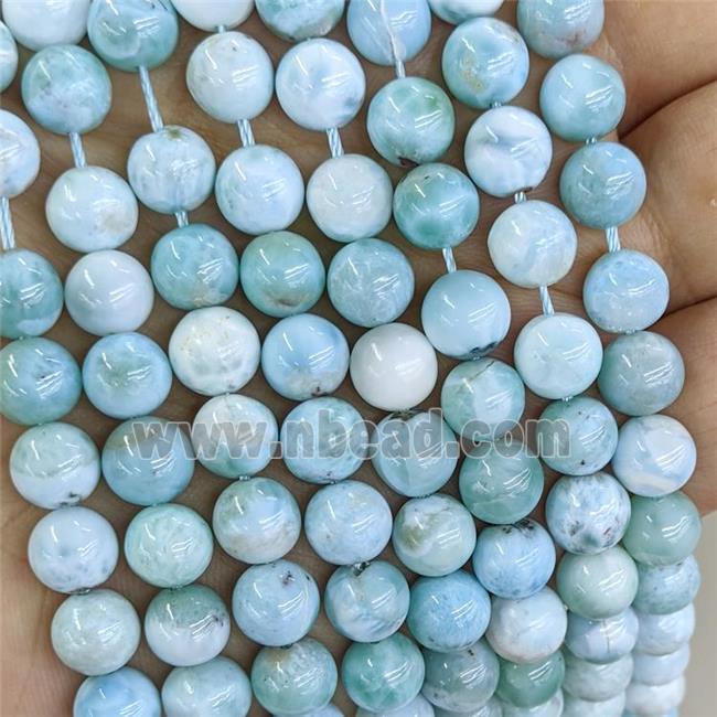 natural Larimar beads, round, blue, AAA-grade