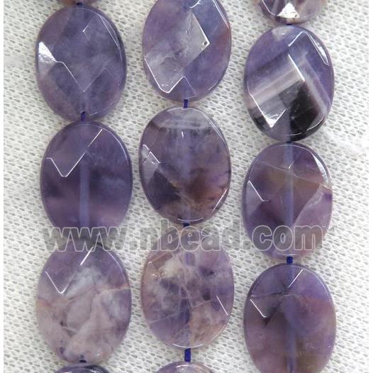 Amethyst beads, faceted oval