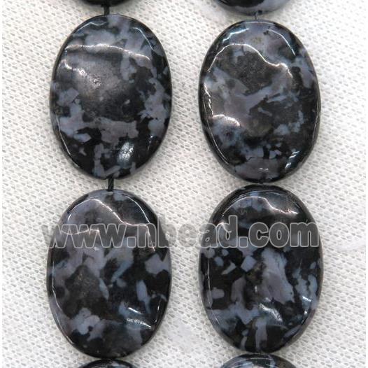 Black Indigo Gabro Oval Beads