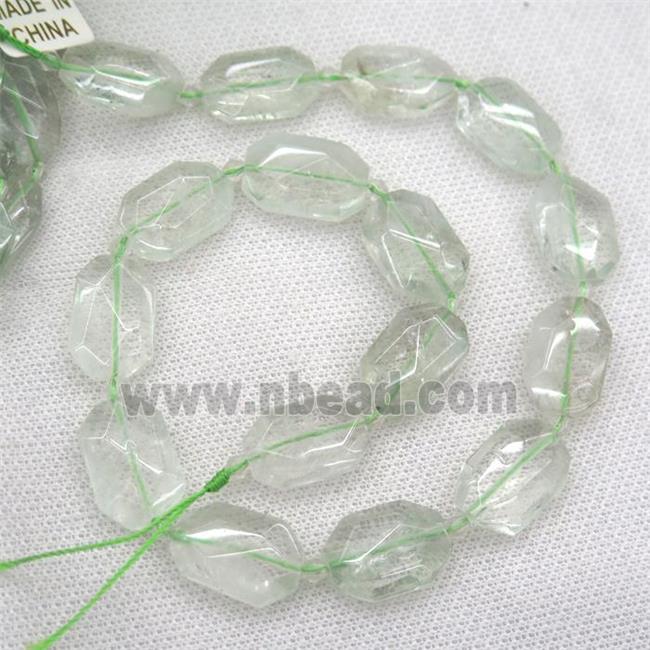 natural green quartz beads, faceted rectangle
