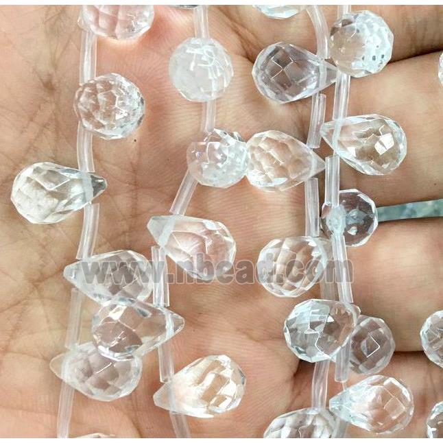 clear quartz bead, faceted teardrop