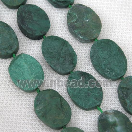 green Verdite stone beads, rough oval