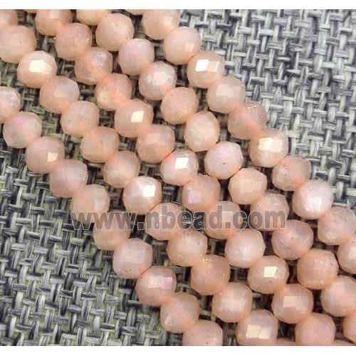 orange MoonStone beads, faceted rondelle