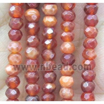 tiny ruby fire agate bead, faceted rondelle