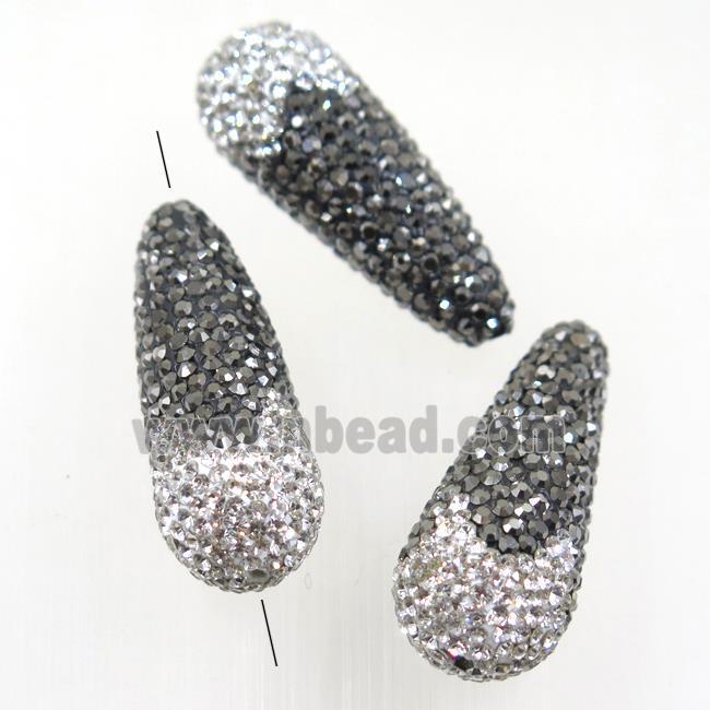 resin teardrop beads paved rhinestone