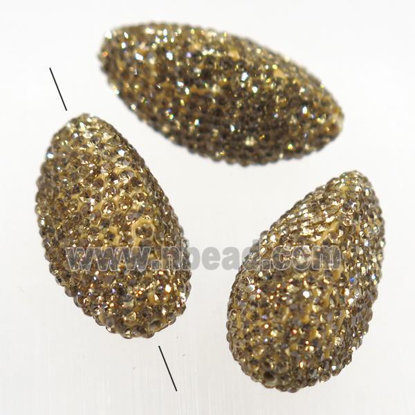 resin beads paved yellow rhinestone