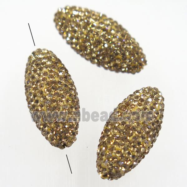 resin rice beads paved yellow rhinestone