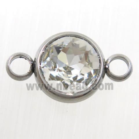 crystal glass connector, clear, stainless steel