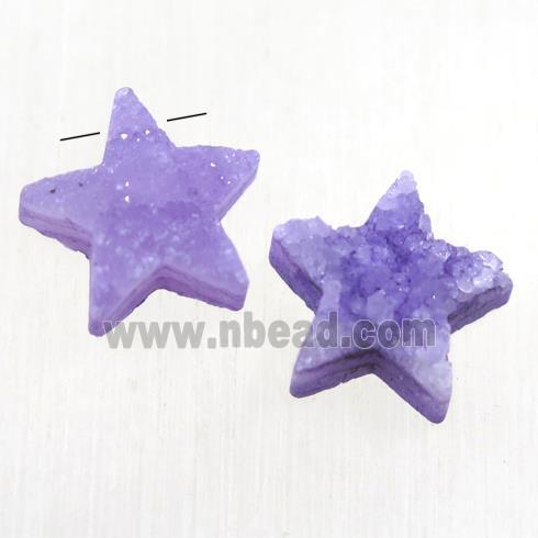 purple Druzy Quartz star pendant