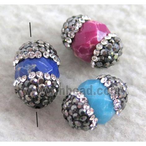 Imperial Jasper bead paved rhinestone, faceted round, mix color