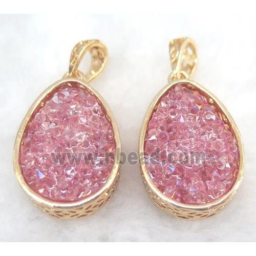 druzy resin pendant, gold plated
