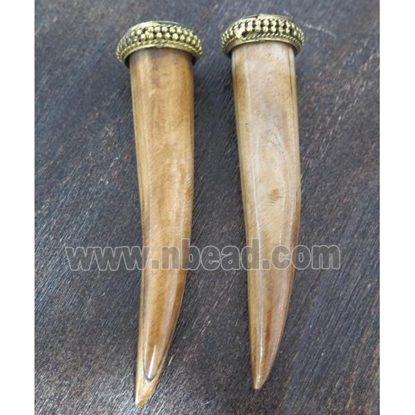cattle bone pendant, horn, brown