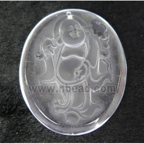 white crystal quartz buddha pendant, frosted
