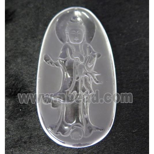 white crystal quartz buddha pendant, frosted