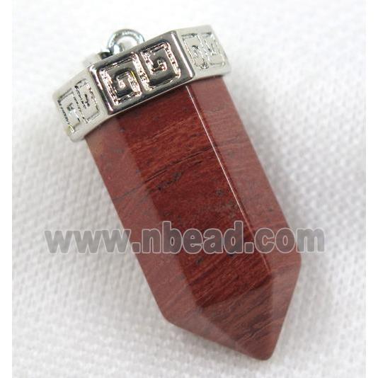 Red Jasper bullet pendant, platinum