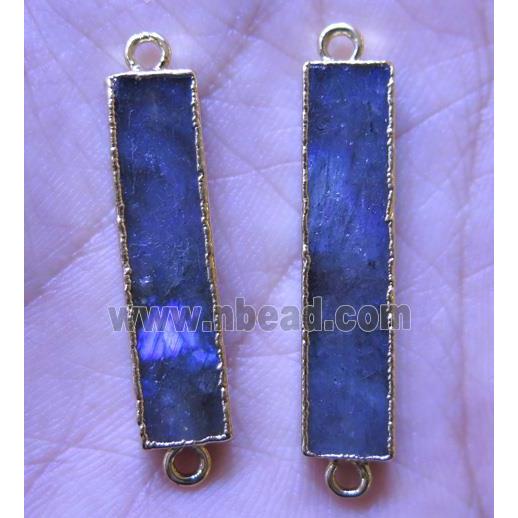 labradorite rectangle connector, gold plated