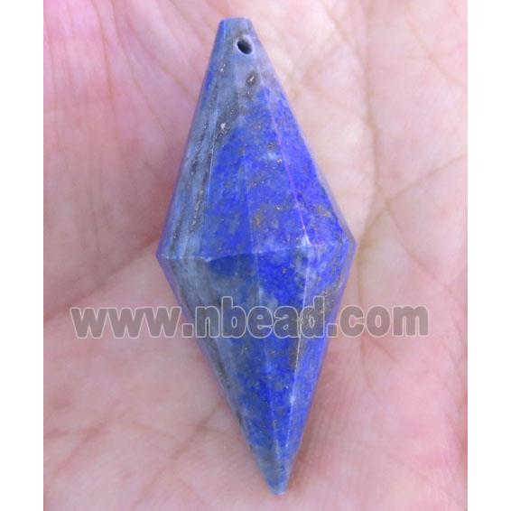 blue lapis lazuli bicone pendant, faceted