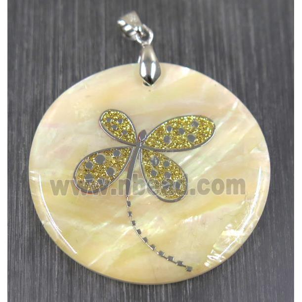shell pendant paved druzy quartz