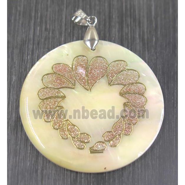 shell pendant paved druzy quartz