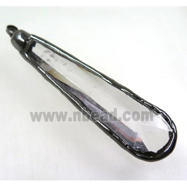 chinese crystal glass pendant, black plated