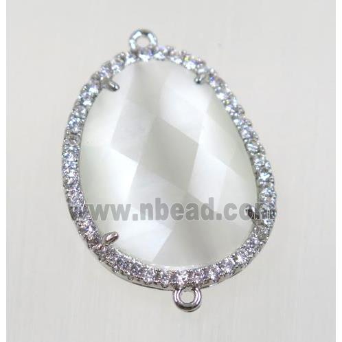 gemstone connector paved zircon, platinum plated