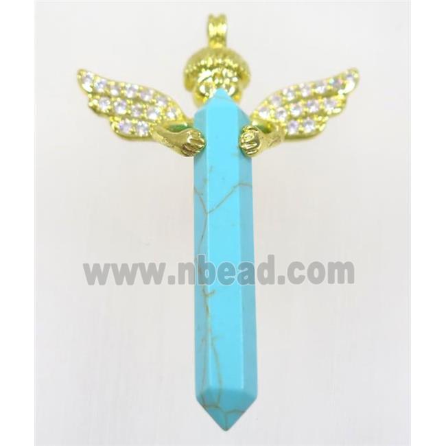 gemstone pendant, angel, gold plated