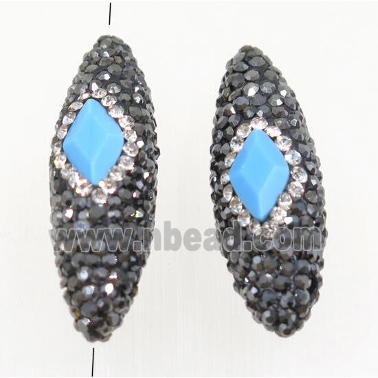 Clay rice beads paved rhinestone