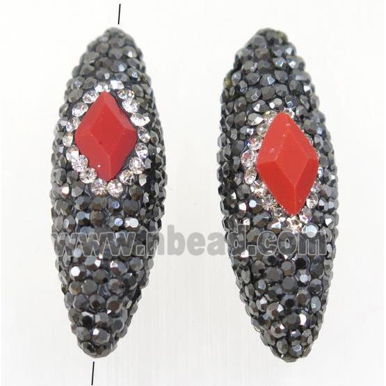 Clay rice beads paved rhinestone