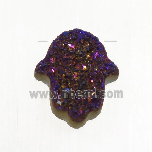purple Druzy Agate Hamsahand pendant