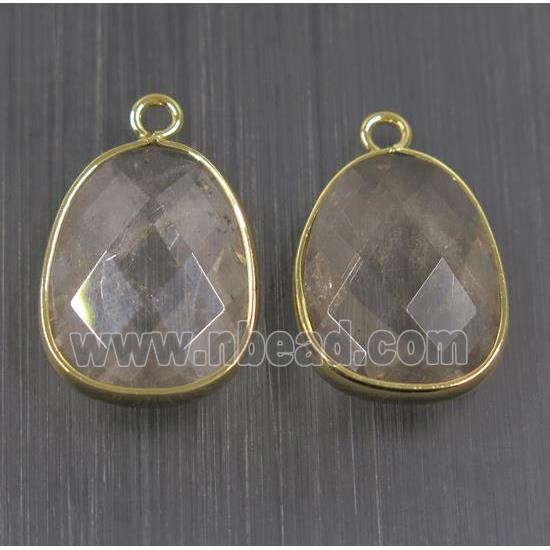 clear crystal glass pendant, faceted teardrop