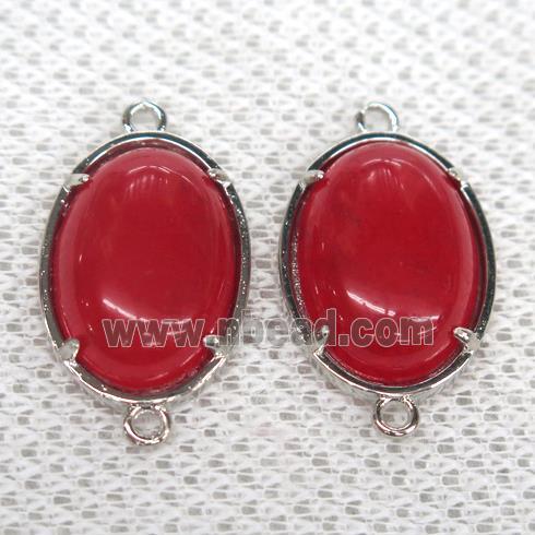 red Chalcedony connector, oval