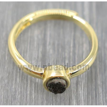black druzy quartz copper ring